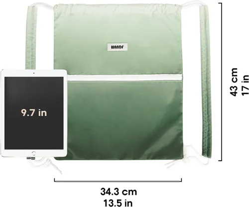 Vista 5 de WANDF Mochila deportiva con cordón, bolsa de gimnasio con hombreras, resistente al agua, bolsa de cincha para mujeres y hombres, Verde