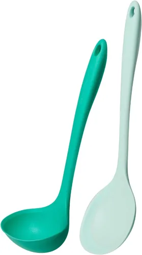 Vista 9 de Kitchen Mama DuoEssentials Ladle & Cooking Spoon Set, Metal Gray