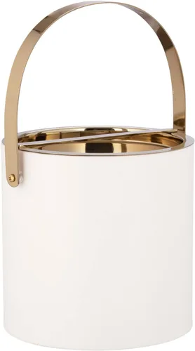 Vista 5 de Kraftware SYDNEY - Cubo de hielo de 3 cuartos con mango de arco cromado cepillado y cubierta de puente: beige