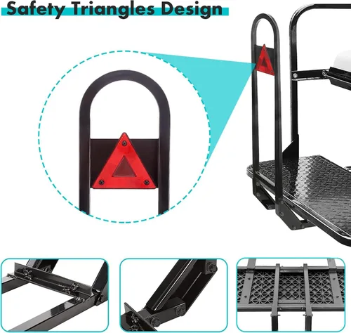 Vista 3 de 10L0L Barra de seguridad trasera universal para carrito de golf con reflector triangular Compatible con Yamaha Club Car EZGO (2+2) /(4+2) Carrito