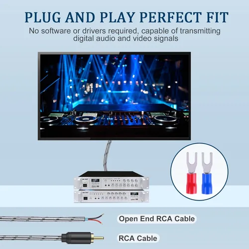 Vista 5 de JOLGOO Adaptador de cable RCA a altavoz, paquete de 2 unidades de 6.6 pies, conector macho de enchufe, mejora la transmisión de sonido, cable