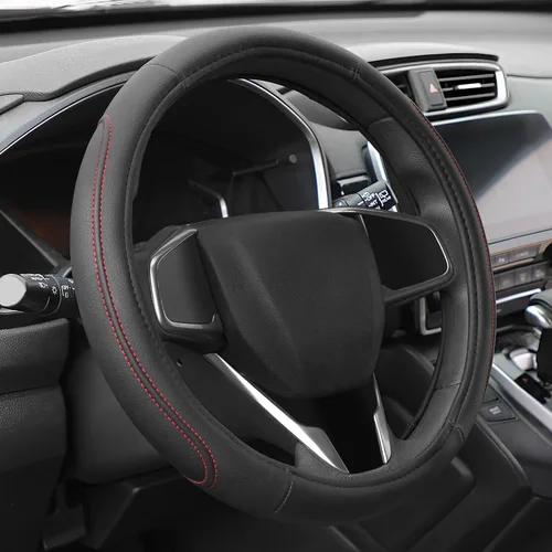 Vista 10 de Funda para volante de Auto Dynasty, protector de volante de auto de cuero de microfibra transpirable con patrón de agarre antideslizante, forro