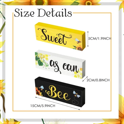 Vista 2 de Letrero de girasol, bandeja escalonada, centro de mesa para verano, hogar, dulce como puede, bandejas, letreros de madera de MDF, regalos de girasol