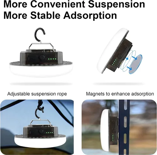 Vista 5 de IODOO Luz de campamento recargable de 10000 mAh 4000LM con sensor de movimiento y radar, tiempo de espera de 72 horas, linterna de campamento