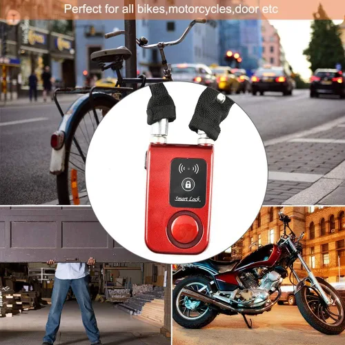 Vista 5 de Cerradura de cadena Bluetooth, cerradura de cadena antirrobo inteligente con control de aplicación iOS/Android para bicicleta, motocicleta y puerta