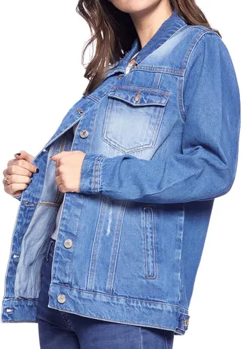 Vista 3 de Flower Skull Women's Casual Denim Jacket - Printed Ladies Denim Jacket - Cool Denim Jacket
