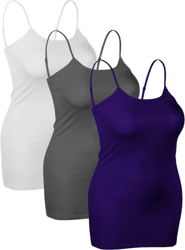 Vista 79 de Emmalise Camisola larga casual básica para mujer, con tirantes ajustables, top en capas