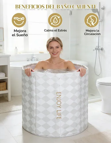 Vista 4 de Bañera portátil para adultos, bañera independiente para ducha