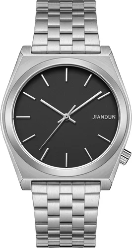 Vista 2 de JIANDUN La moda para hombre de negocios negro relojes correa de acero inoxidable impermeable simple