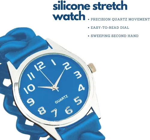 Vista 4 de Reloj de pulsera extensible de silicona elástica Reloj de pulsera analógico con correa elástica Relojes unisex Relojes para hombre Relojes