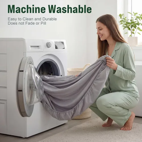 Vista 7 de Grounding Sheets Queen, 10% fibra de plata pura + 90% algodón orgánico, sábanas de cama con bolsillo profundo. Sábanas bajeras con tierra Gris