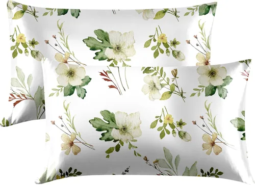 Vista 67 de EXQ Home - Funda de almohada de satén para cuidar el cabello y la piel, tamaño estándar, de seda con estampado negro, juego de 2 fundas con cierre