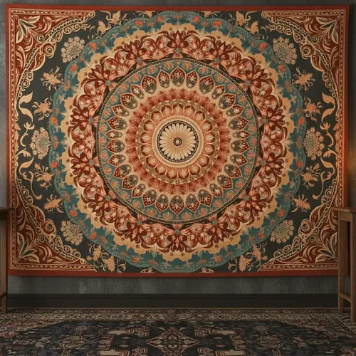 Vista 33 de Accnicc Tapiz bohemio con mandala floral para dormitorio, tapiz de pared con flores bohemias, pequeño, acuarela, azul, blanco, hippie, indio