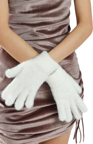 Vista 11 de Sahabowi Guantes de cuero para clima frío Manopla de lana cálida de invierno para mujeres