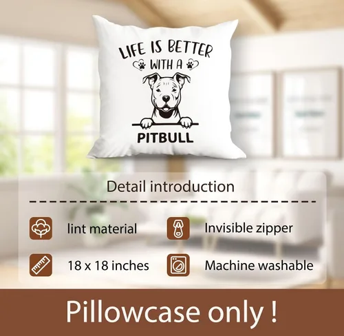 Vista 6 de huester Pitbull - Regalos para perros para decoración de habitación de mujeres, fundas de almohada de 18 x 18 pulgadas, Life is Better with a