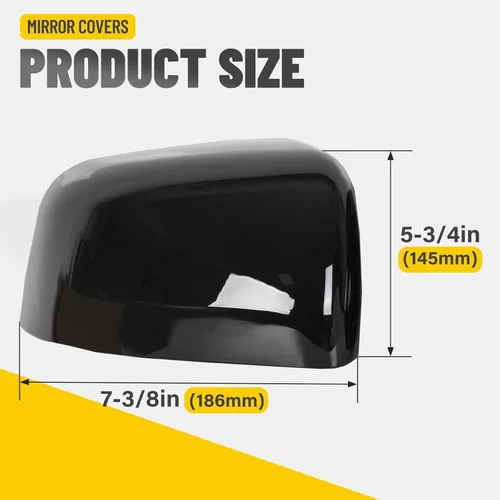 Vista 3 de KUAFU Fundas de espejo de mitad lateral superior compatibles con Jeep Grand Cherokee/Dodge Durango 2011-2020, cubiertas de espejo retrovisor negro