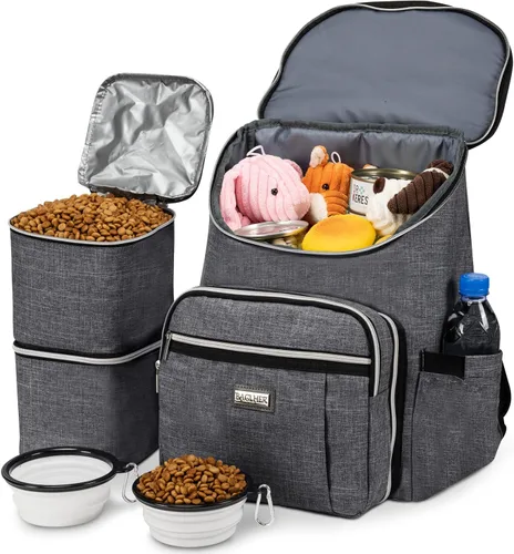 Vista 8 de BAGLHER Mochila de viaje para perros – Mochila de viaje desmontable para mascotas, bolsa para perros para viajar con 2 cuencos plegables de silicona