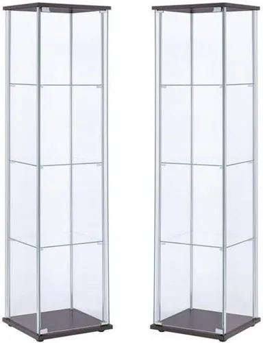 Vista 7 de Home Square (juego de 2) Gabinete Curio de cristal en capuchino
