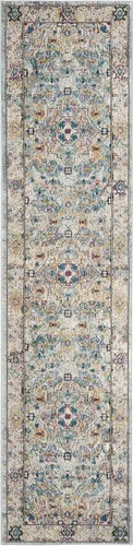 Vista 3 de SAFAVIEH Aria Collection - Alfombra de pasillo de 2 x 6 pies, color beige y azul, diseño bohemio chic envejecido, no desprende pelusa y de fácil