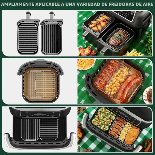 Vista 6 de HAOYAO - Estante para freidora de aire para cesta doble ninja, 2 piezas