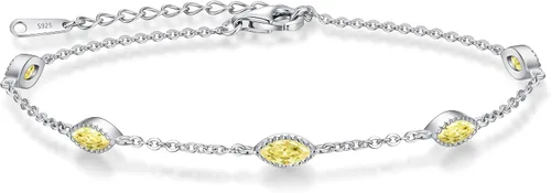 Vista 22 de CDE Pulsera de piedra natal para mujer, plata de ley 925, con eslabones de mal de ojo, gótico, negro, angular, con circonita cúbica, aniversario