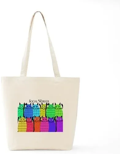 Vista 6 de CafePress Social Worker Cats Horizi - Bolsa de lona natural bolsa de compras