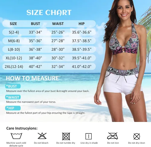 Vista 4 de Zando Traje de baño de dos piezas para mujer, traje de baño atlético con push up, traje de baño con pantalones cortos, traje de baño deportivo