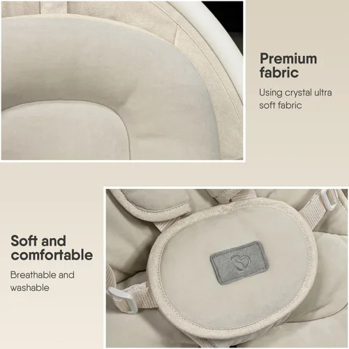 Vista 6 de Columpio para bebés BabyBond para bebés, columpio Bluetooth con altavoz de música, 3 posiciones de asiento, cinturón de arnés de 5 puntos, 5