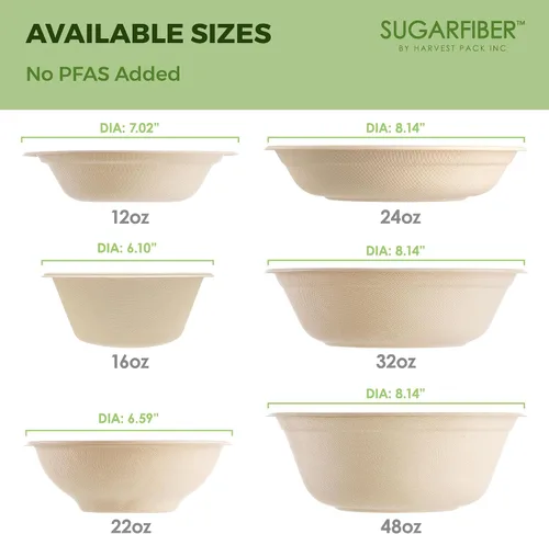 Vista 7 de 32oz Compostable Paper Bowls Disposable Round Soup Bowls with Lids, 500 SET