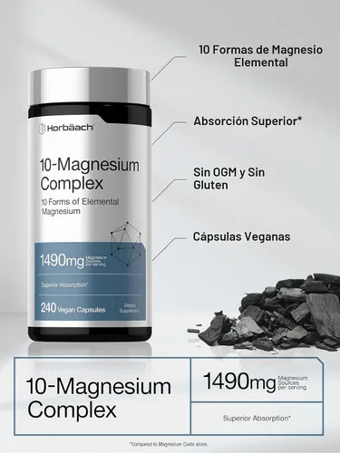Vista 4 de Horbäach Complejo de Magnesio 1490 mg 240 Cápsulas