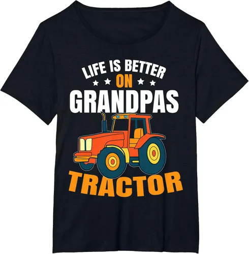 Vista 67 de Life Is Better On Grandpas Tractor Kids Farm Tractor Boy Camiseta, Negro
