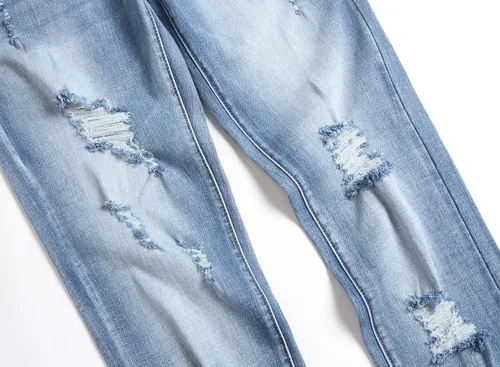 Vista 5 de AITITIA Jeans rasgados para hombre Pantalones de mezclilla elásticos ajustados