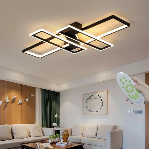 Vista 2 de SMG Moderna lámpara de techo LED para dormitorio, lámpara LED regulable de 35 pulgadas, lámpara de techo de diseño cuadrado de montaje empotrado
