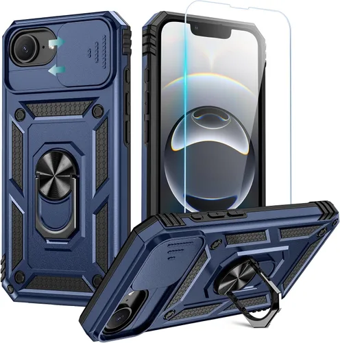 Vista 13 de Goton Funda para iPhone 14 Plus con Protector de Pantalla - Funda con Cubierta Deslizante para Cámara con Soporte de Anillo, Resistente de Grado