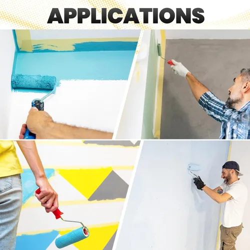 Vista 6 de ADHES - Cinta adhesiva amarilla para pintores, 0.7 pulgadas x 55 yardas x 6 rollos, cinta segura para pared sin residuos para pintura de pared