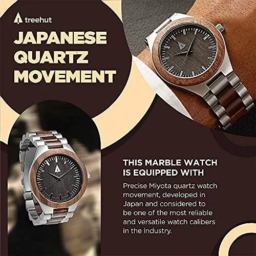 Vista 7 de Treehut - Reloj de pulsera analógico de cuarzo para hombre de acero inoxidable plateado de alta calidad
