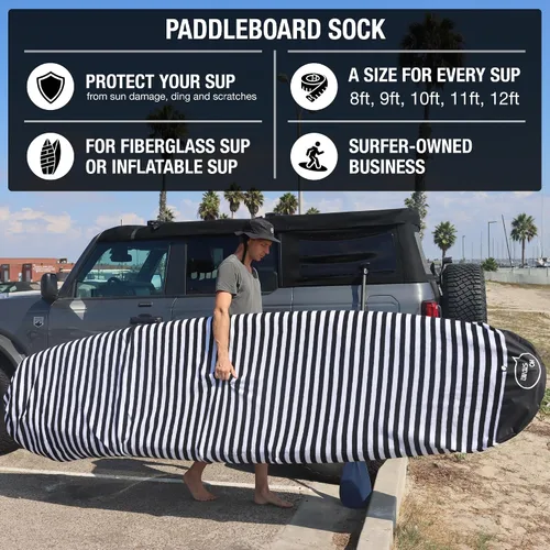 Vista 2 de Ho Stevie! Funda para calcetines SUP – Evita daños por el sol UV – Bolsa protectora elástica para tablas de remo de pie