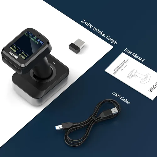 Vista 8 de Symcode Pro 1D 2D QR Escáner de código de barras inalámbrico con pantalla de visualización Indicador de nivel de batería Pantalla de tiempo funciona