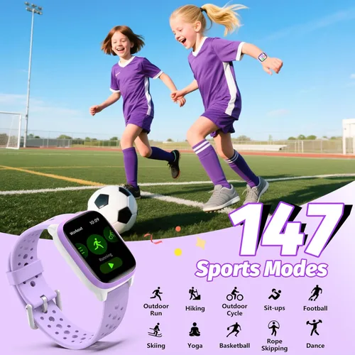 Vista 3 de Reloj para Niños con 140 Modos Deportivos, Rastreador de Fitness para Niños de 1.5", Reloj Inteligente para Niñas, No Requiere APPTeléfono, Monitor