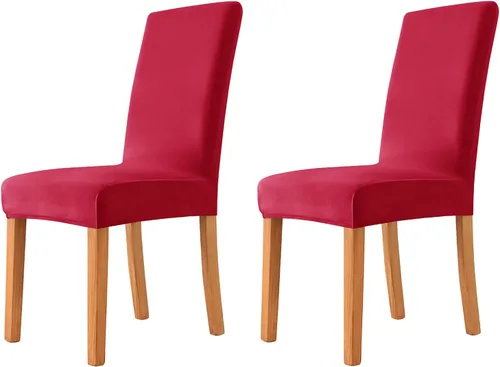 Vista 56 de Velvet Chair Covers Beige Gray, Stretch Dining Room Chair Covers 2 Pack, Super Fit Dining Chairs Slipcovers Spandex Washable Kitchen Parson Chair