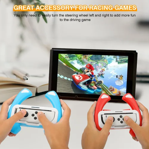 Vista 3 de ZAONOOL Steering Wheel Controller Compatible with Nintendo Switch & Switch OLED, 2 Pack Switch Joy Con Racing Steering Wheel Accessories for Mario