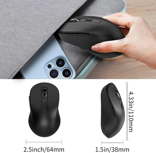 Vista 7 de Mouse inalámbrico para laptop, PC, Chromebook, Mac, MacBook, mouse inalámbrico silencioso con receptor USB nano, botón lateral, 2400 DPI, rodillo