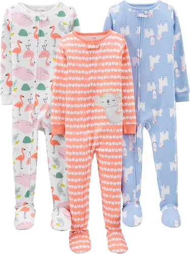 Vista 12 de Simple Joys by Carter's Girls 3-pack Snug Fit Footed Cotton Pajamas Bailarina/Abejas/Luna