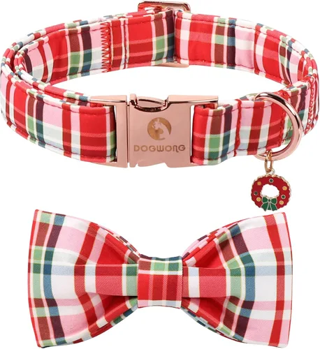 Vista 12 de DOGWONG Collar de otoño para perro con lazo, collar de moño para perro de Acción de Gracias, collar ajustable de algodón de otoño con hoja de arce