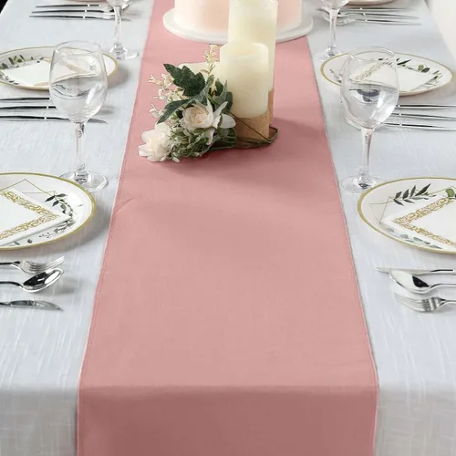 Vista 28 de Efavormart - Camino de mesa de poliéster de alta calidad azul claro para bodas, fiestas de cumpleaños, banquetes, decoración, ajuste rectangular