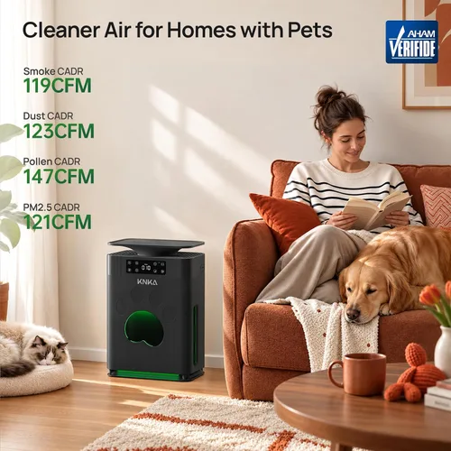 Vista 2 de KNKA Purificador de aire para mascotas para el hogar, mascotas