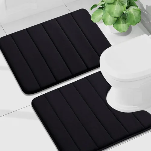 Vista 38 de Buganda Juego de 2 alfombras y tapetes de baño de espuma viscoelástica, lavables a máquina, suaves, antideslizantes, absorbentes, para baño, ducha