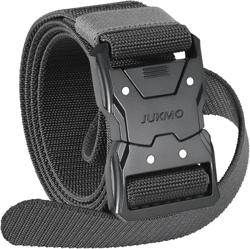 Vista 9 de JUKMO - Cinturón táctico de liberación rápida, cinturón de nailon de 1.5 pulgadas estilo militar para senderismo con hebilla de cinturón