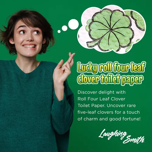 Vista 3 de Laughing Smith Papel higiénico novedoso – Lucky Roll de papel higiénico de trébol de cuatro hojas, regalo divertido del día de San Patricio