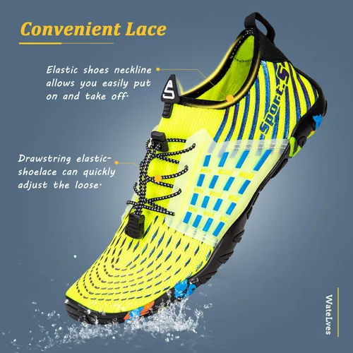 Vista 6 de WateLves - Zapatos de agua para hombres y mujeres, para natación, playa, piscina, surfear, hacer yoga o aeróbico acuático, calcetines para el agua